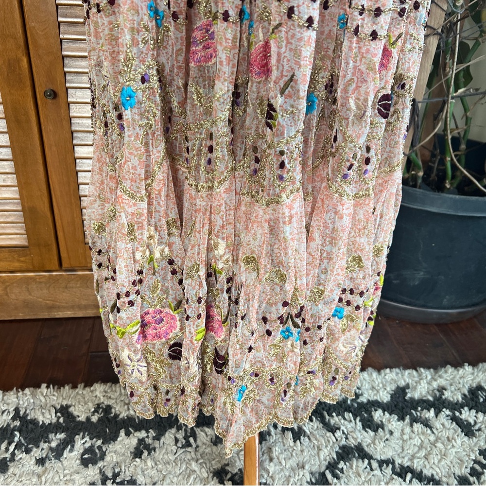 Free People Party Rosalie Beaded Mesh Maxi Specialty Dress S - Picture 7 of 16